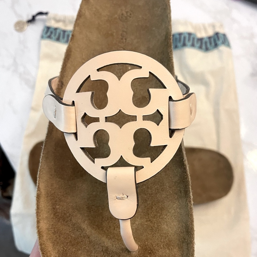 Tory Burch size 10. Worn once. Pale pink and cork Miller Cloud.